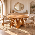 Scandinavian Round Dining Table With Sculpted Oval Base For Dining Room