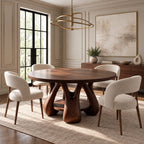 Scandinavian Round Dining Table With Sculpted Oval Base For Dining Room
