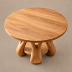 Scandinavian Round Dining Table With Sculpted Oval Base For Dining Room