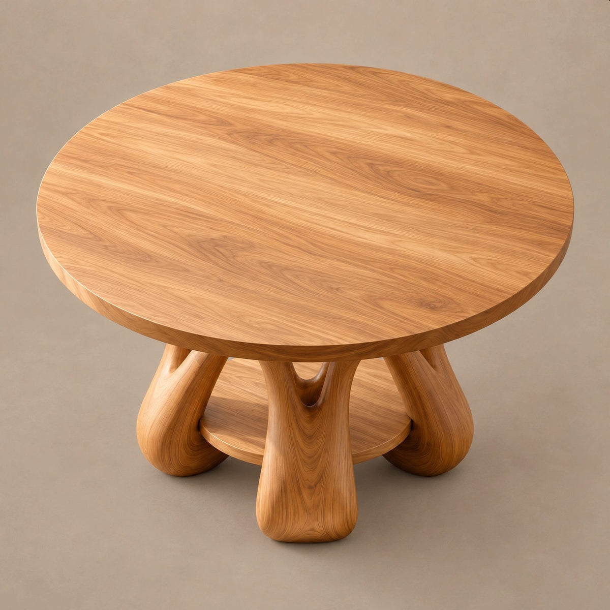 Scandinavian Round Dining Table With Sculpted Oval Base For Dining Room
