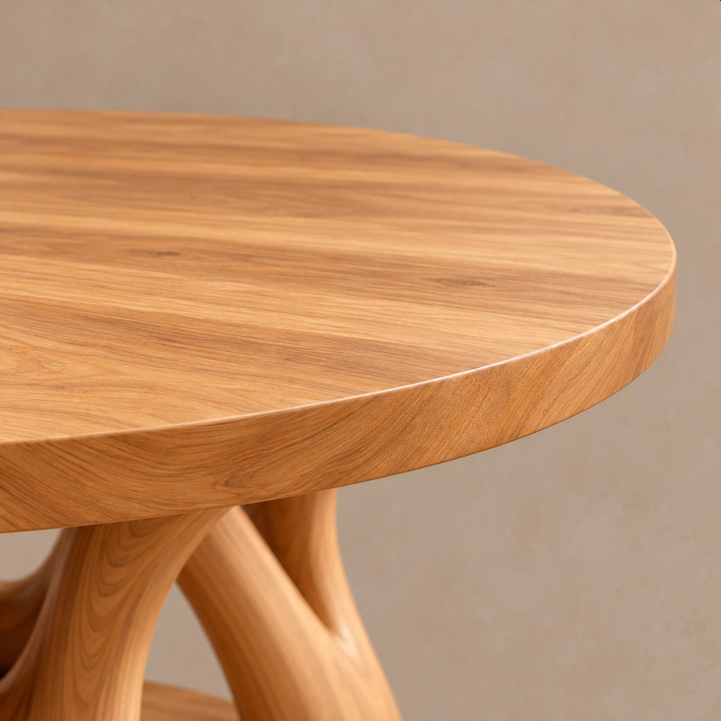 Scandinavian Round Dining Table With Sculpted Oval Base For Dining Room