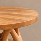 Scandinavian Round Dining Table With Sculpted Oval Base For Dining Room