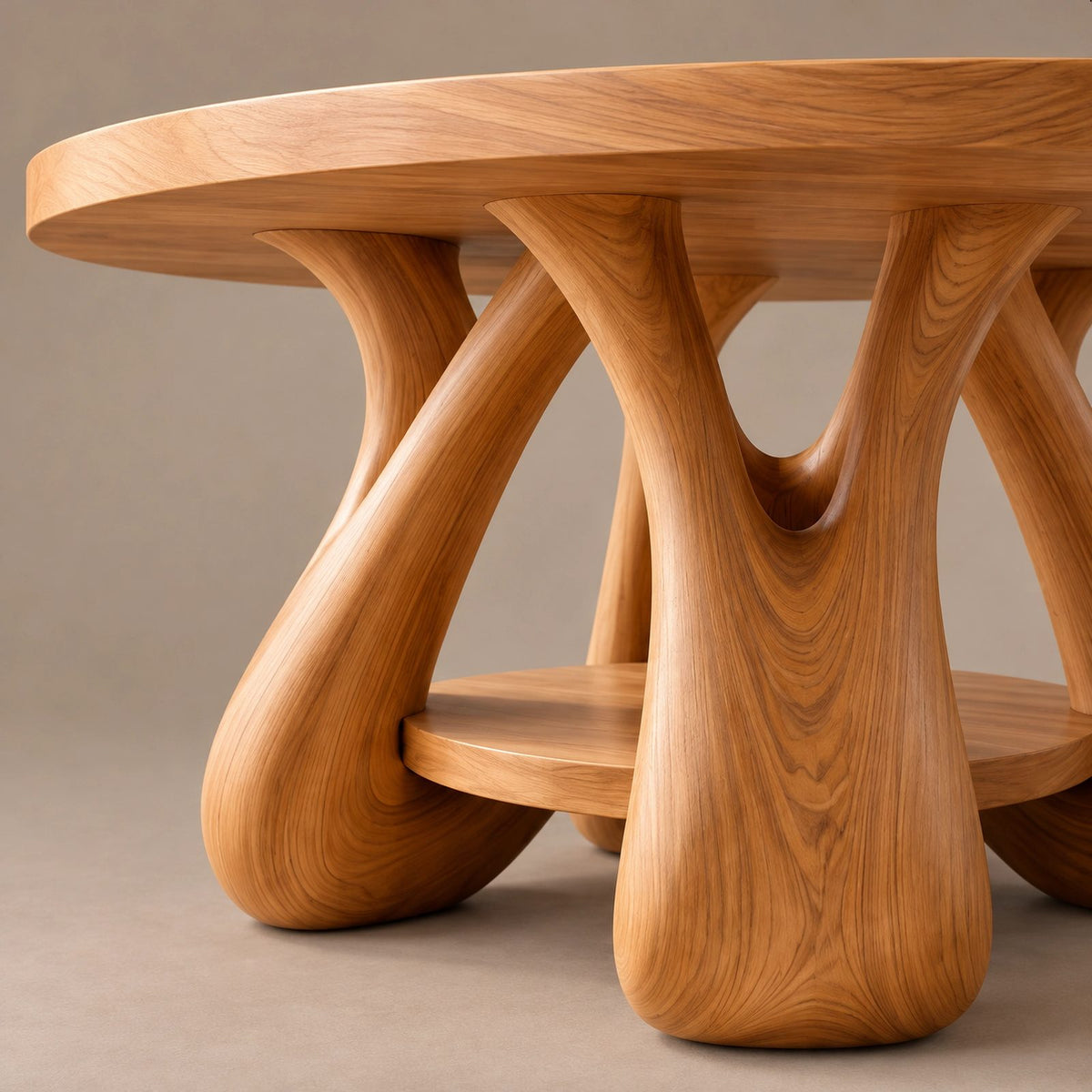 Scandinavian Round Dining Table With Sculpted Oval Base For Dining Room