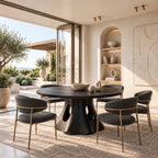 Natural Round Dining Table With Smooth Trunk Pedestal For Dining Room