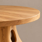 Natural Round Dining Table With Smooth Trunk Pedestal For Dining Room