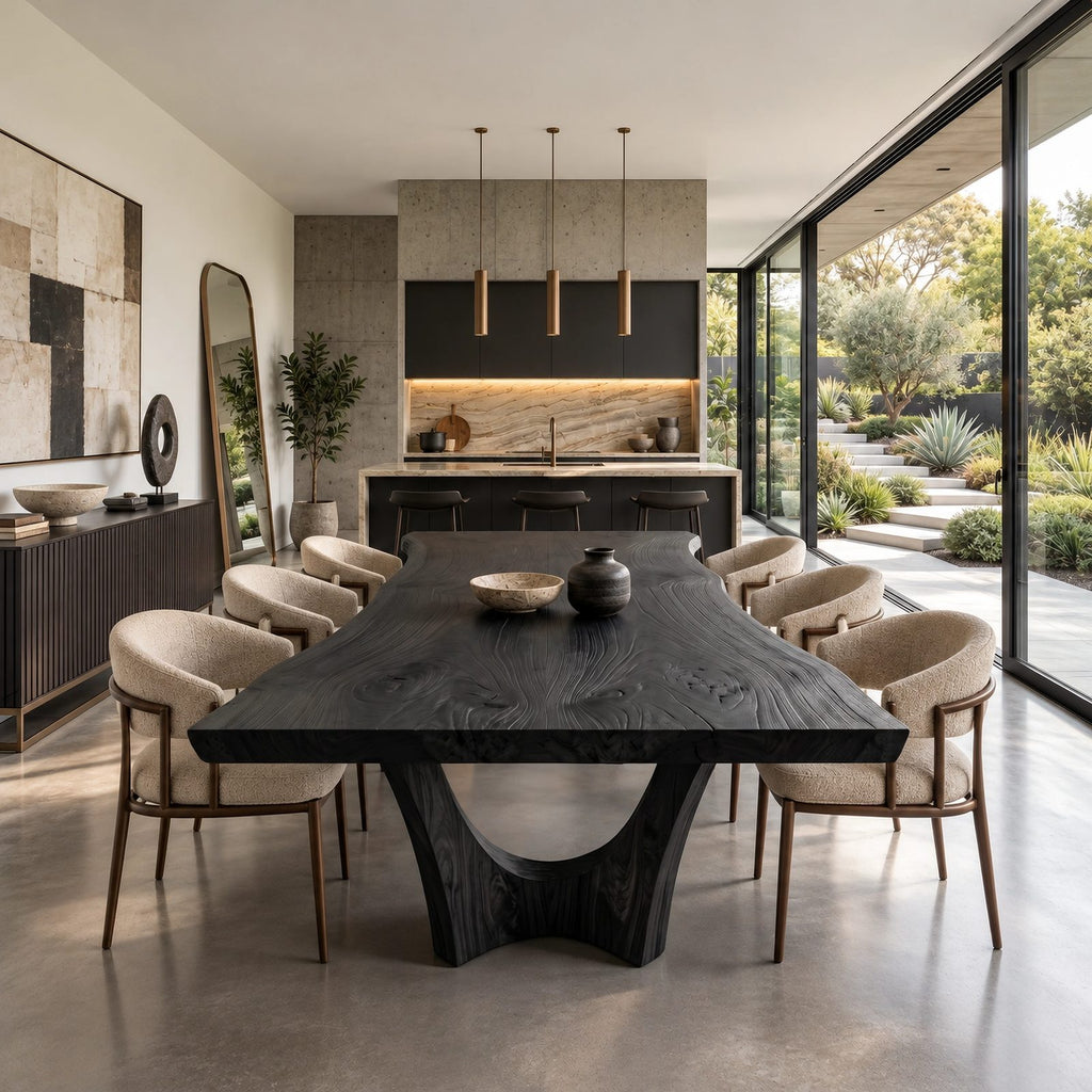 Modern Live Edge Dining Table With Sculpted Root Base For Dining Room
