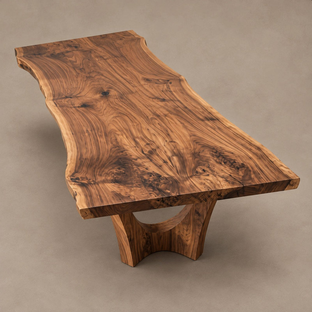 Modern Live Edge Dining Table With Sculpted Root Base For Dining Room