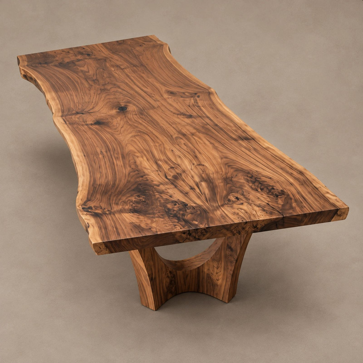 Modern Live Edge Dining Table With Sculpted Root Base For Dining Room