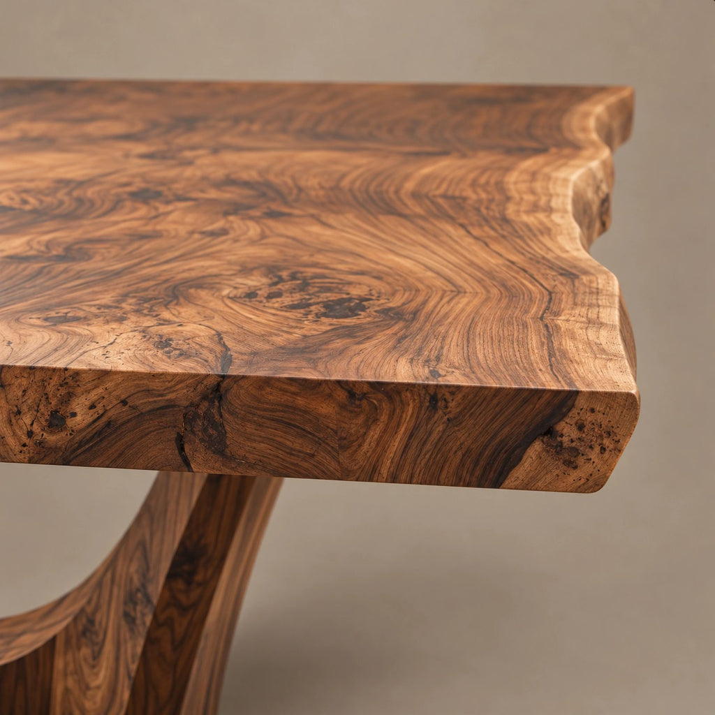 Modern Live Edge Dining Table With Sculpted Root Base For Dining Room