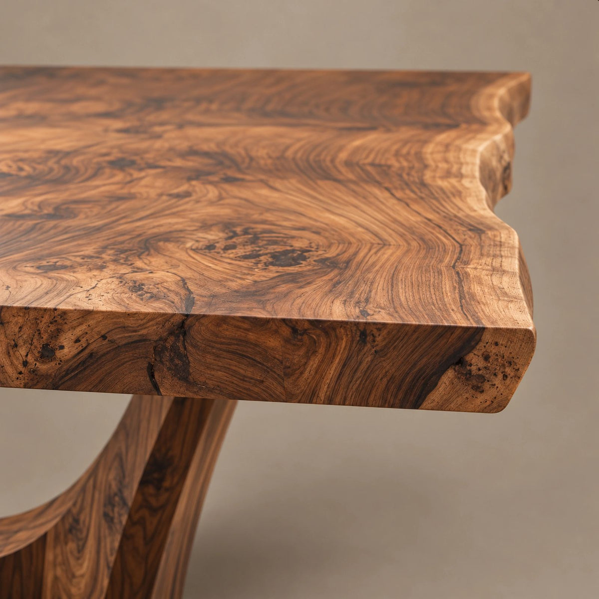 Modern Live Edge Dining Table With Sculpted Root Base For Dining Room