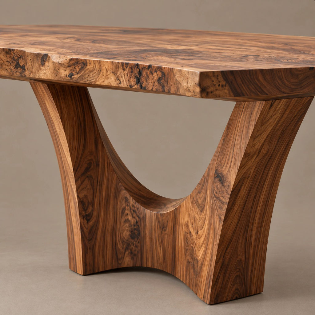 Modern Live Edge Dining Table With Sculpted Root Base For Dining Room