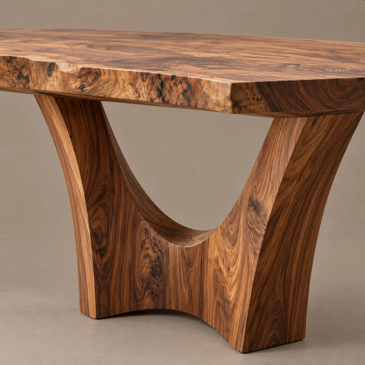 Modern Live Edge Dining Table With Sculpted Root Base For Dining Room