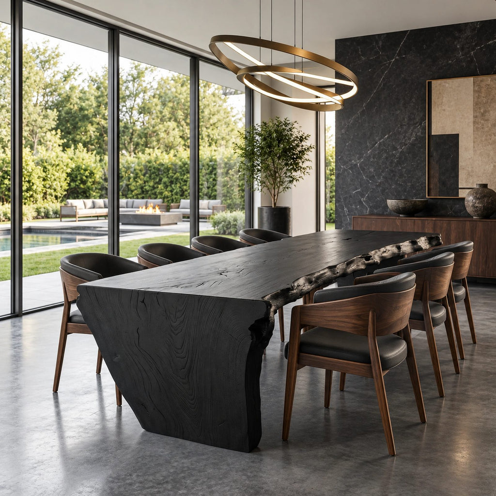 Organic Wabi Sabi Dining Table With Flowing Wave Base For Dining Room