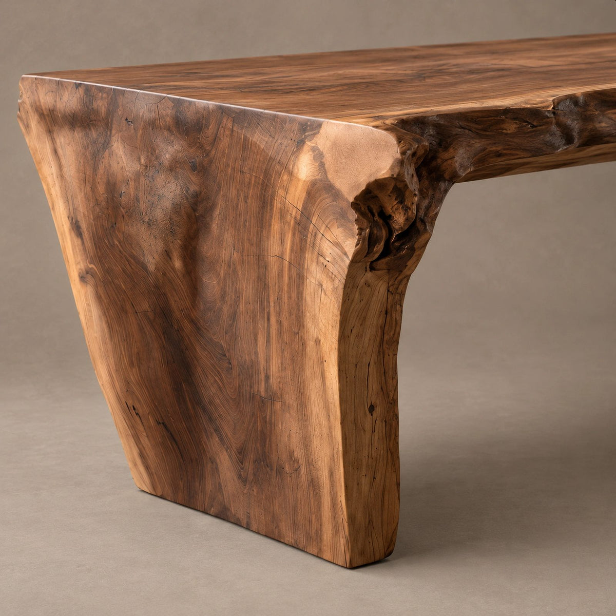 Organic Wabi Sabi Dining Table With Flowing Wave Base For Dining Room