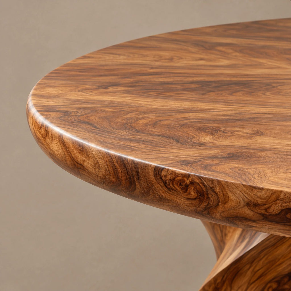 Contemporary Round Dining Table With Twisted Pedestal For Dining Room