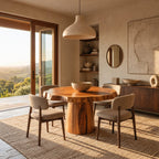 Handcrafted Round Dining Table With Chunky Root Pedestal For Kitchen