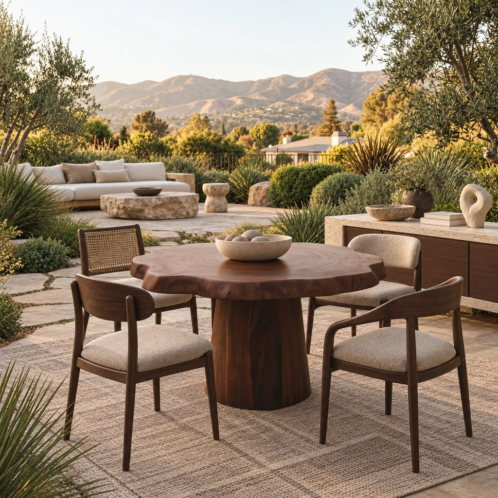 Handcrafted Round Dining Table With Chunky Root Pedestal For Kitchen