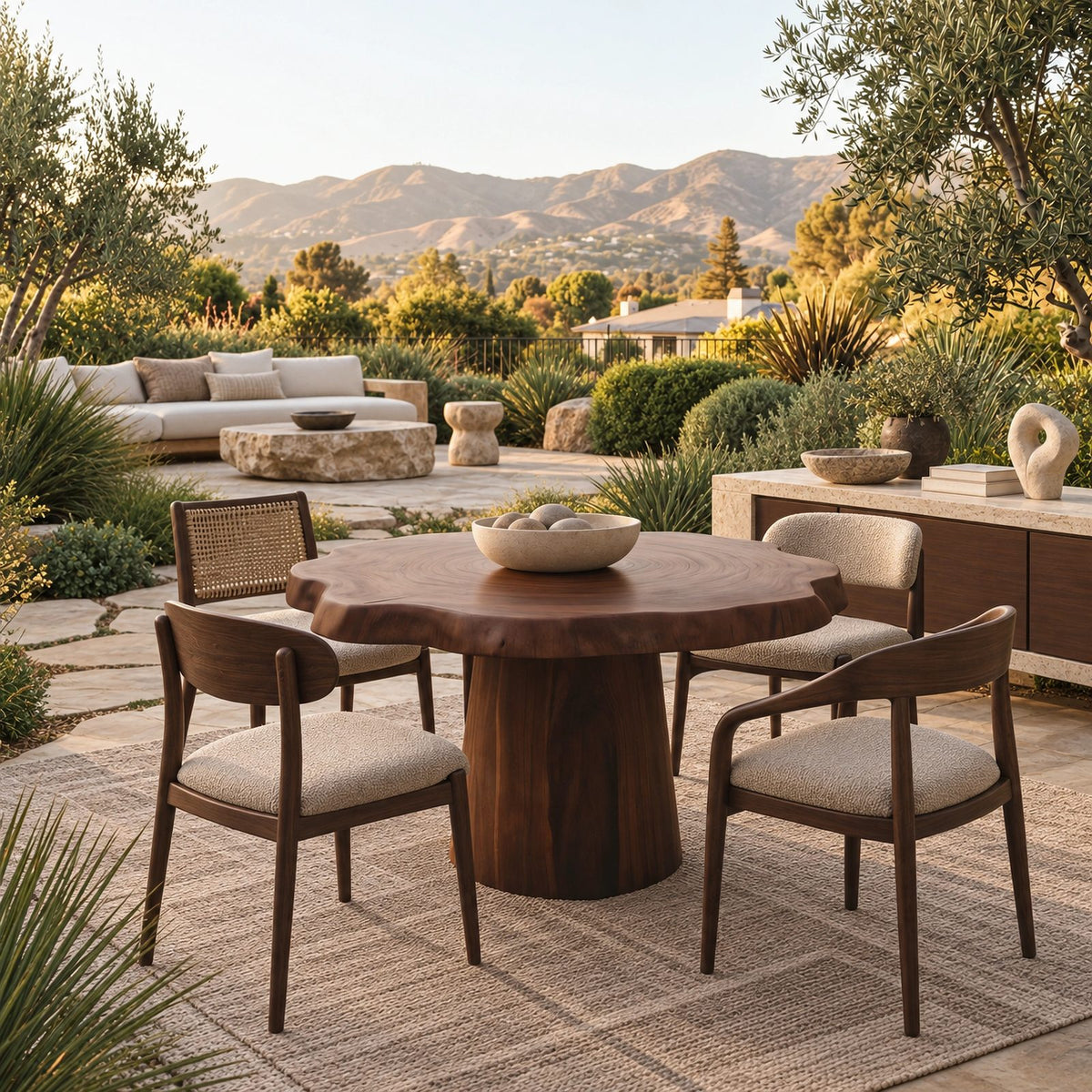 Handcrafted Round Dining Table With Chunky Root Pedestal For Kitchen