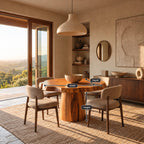 Handcrafted Round Dining Table With Chunky Root Pedestal For Kitchen