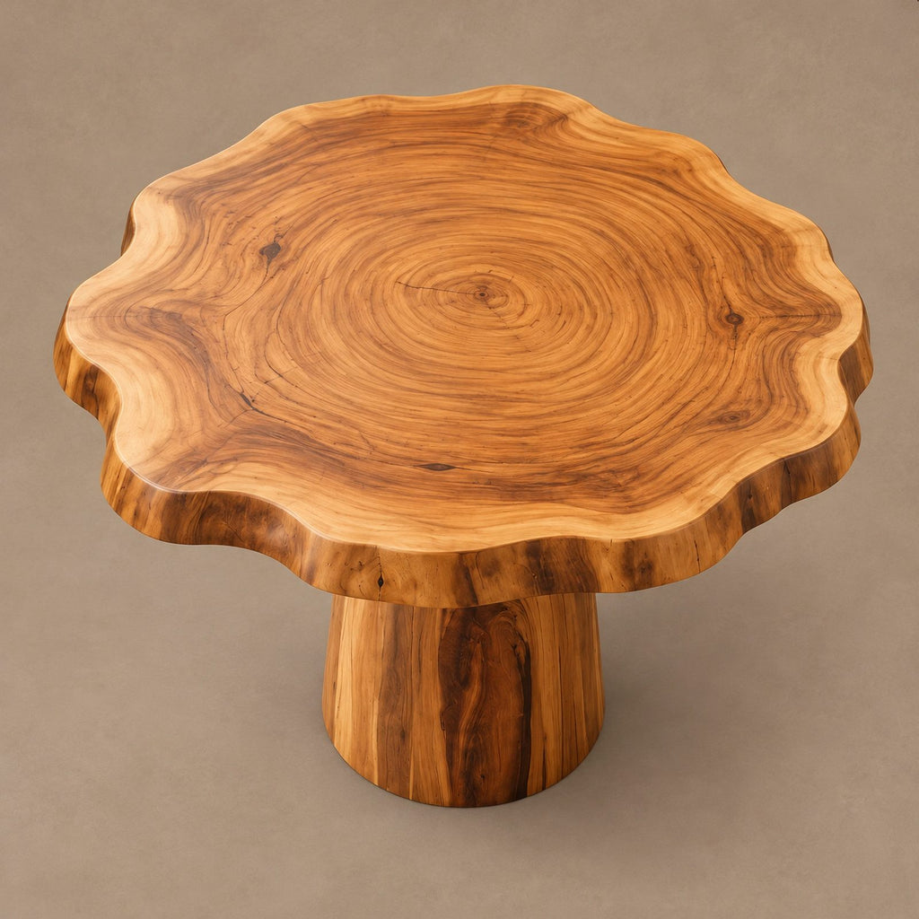 Handcrafted Round Dining Table With Chunky Root Pedestal For Kitchen