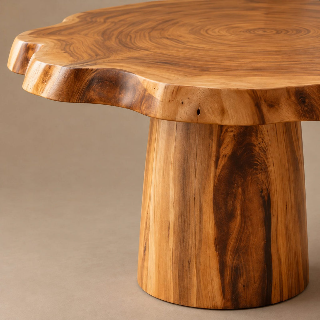 Handcrafted Round Dining Table With Chunky Root Pedestal For Kitchen