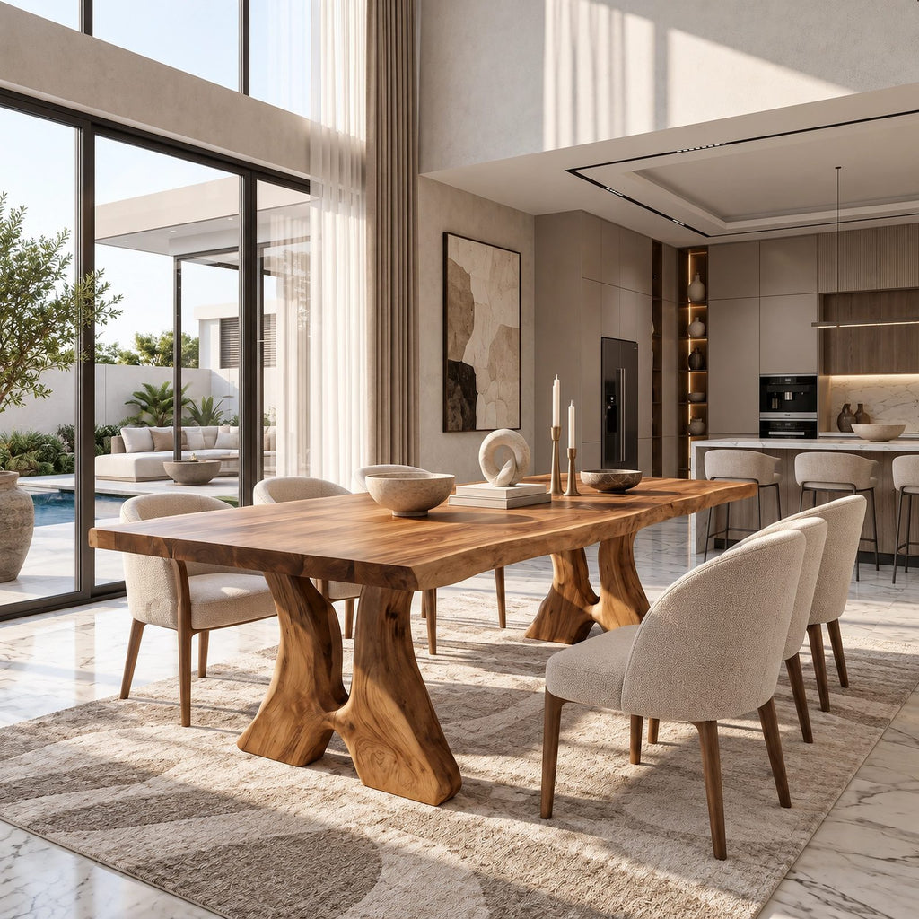 Farmhouse Solid Wood Dining Table With Crossed Trestle Legs For Dining Room