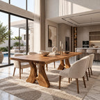 Farmhouse Solid Wood Dining Table With Crossed Trestle Legs For Dining Room