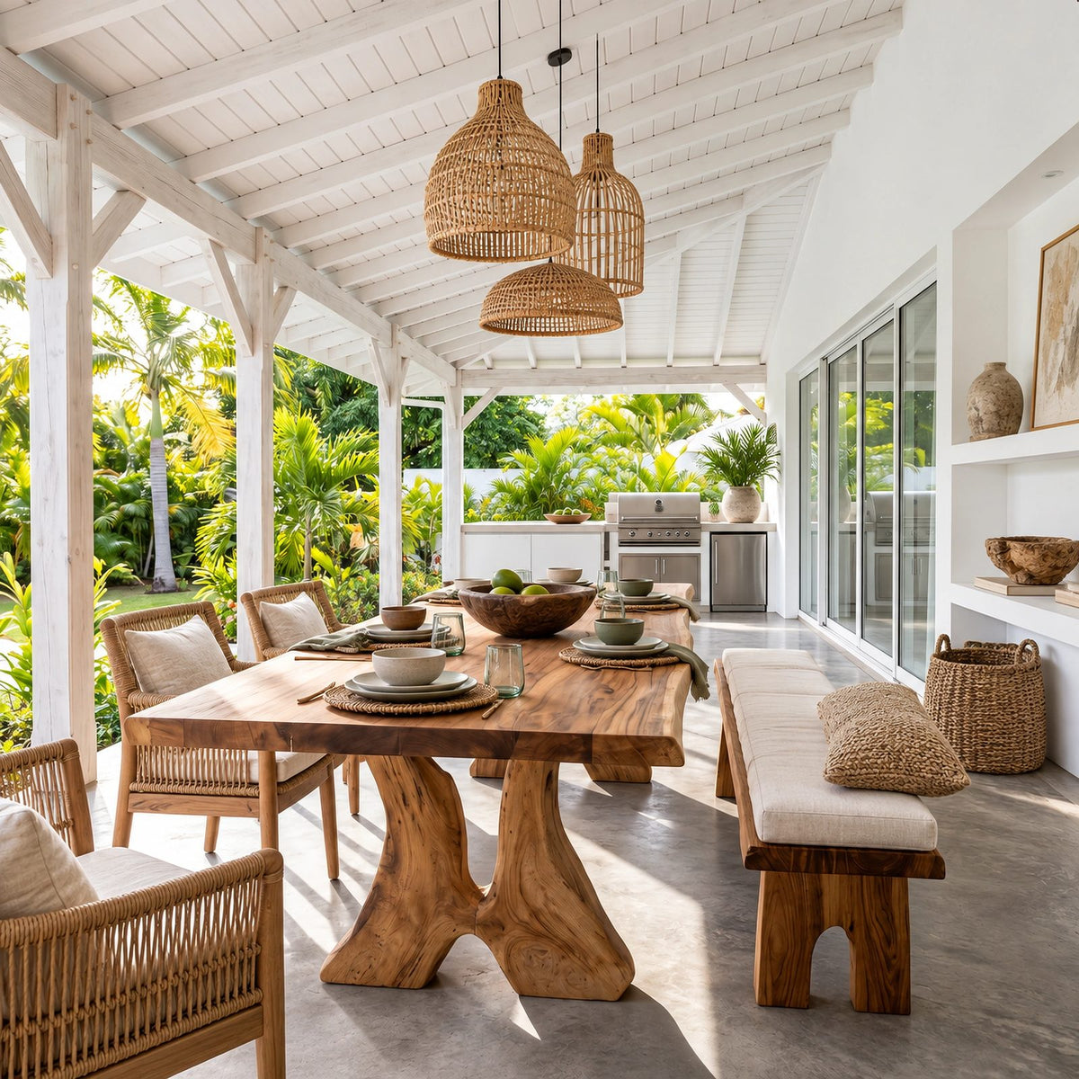 Farmhouse Solid Wood Dining Table With Crossed Trestle Legs For Dining Room