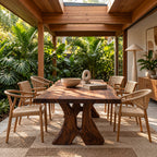Farmhouse Solid Wood Dining Table With Crossed Trestle Legs For Dining Room