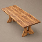 Farmhouse Solid Wood Dining Table With Crossed Trestle Legs For Dining Room