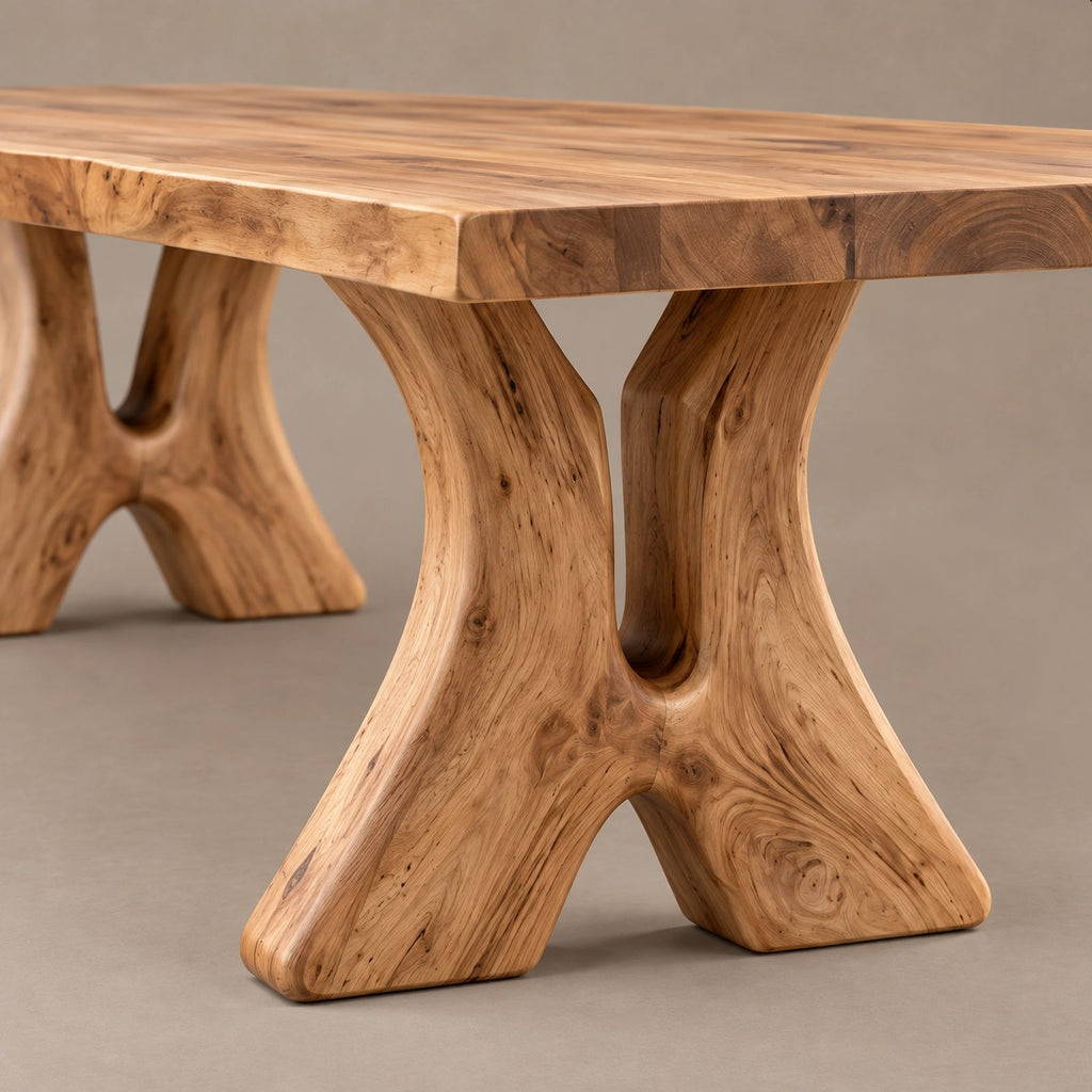 Farmhouse Solid Wood Dining Table With Crossed Trestle Legs For Dining Room