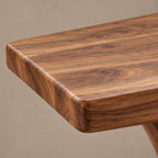Contemporary Wooden Dining Table With Curved Sculptural Base For Dining Room