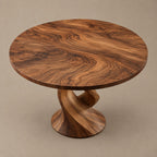 Mid Century Round Dining Table With Spiral Pedestal Base For Kitchen