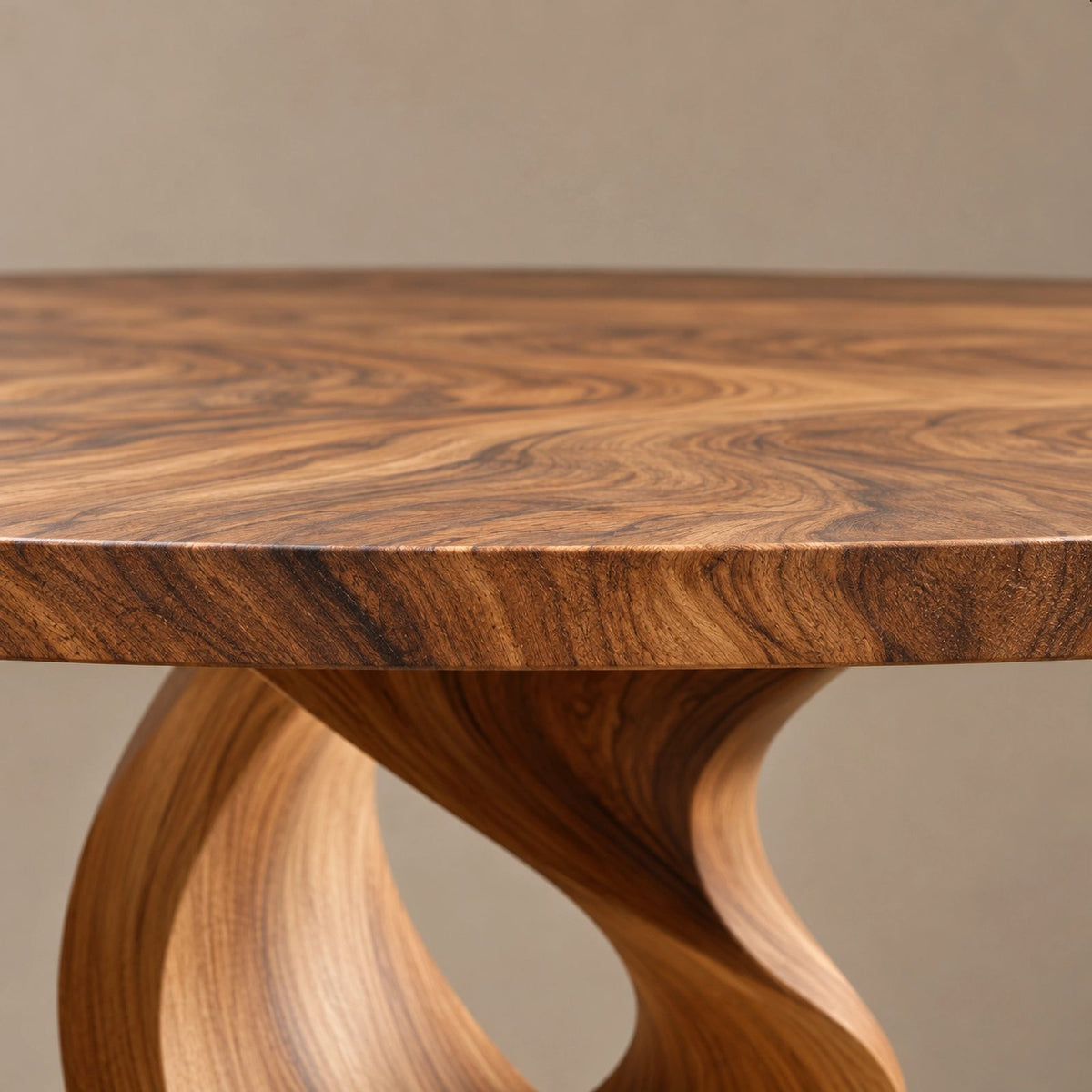 Mid Century Round Dining Table With Spiral Pedestal Base For Kitchen
