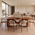 Modern Solid Wood Dining Table With Interlaced Wave Base For Dining Room