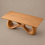 Modern Solid Wood Dining Table With Interlaced Wave Base For Dining Room