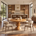 Modern Round Dining Table With Geometric Pedestal Base For Kitchen