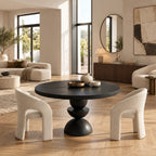 Modern Round Dining Table With Geometric Pedestal Base For Kitchen