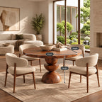 Modern Round Dining Table With Geometric Pedestal Base For Kitchen