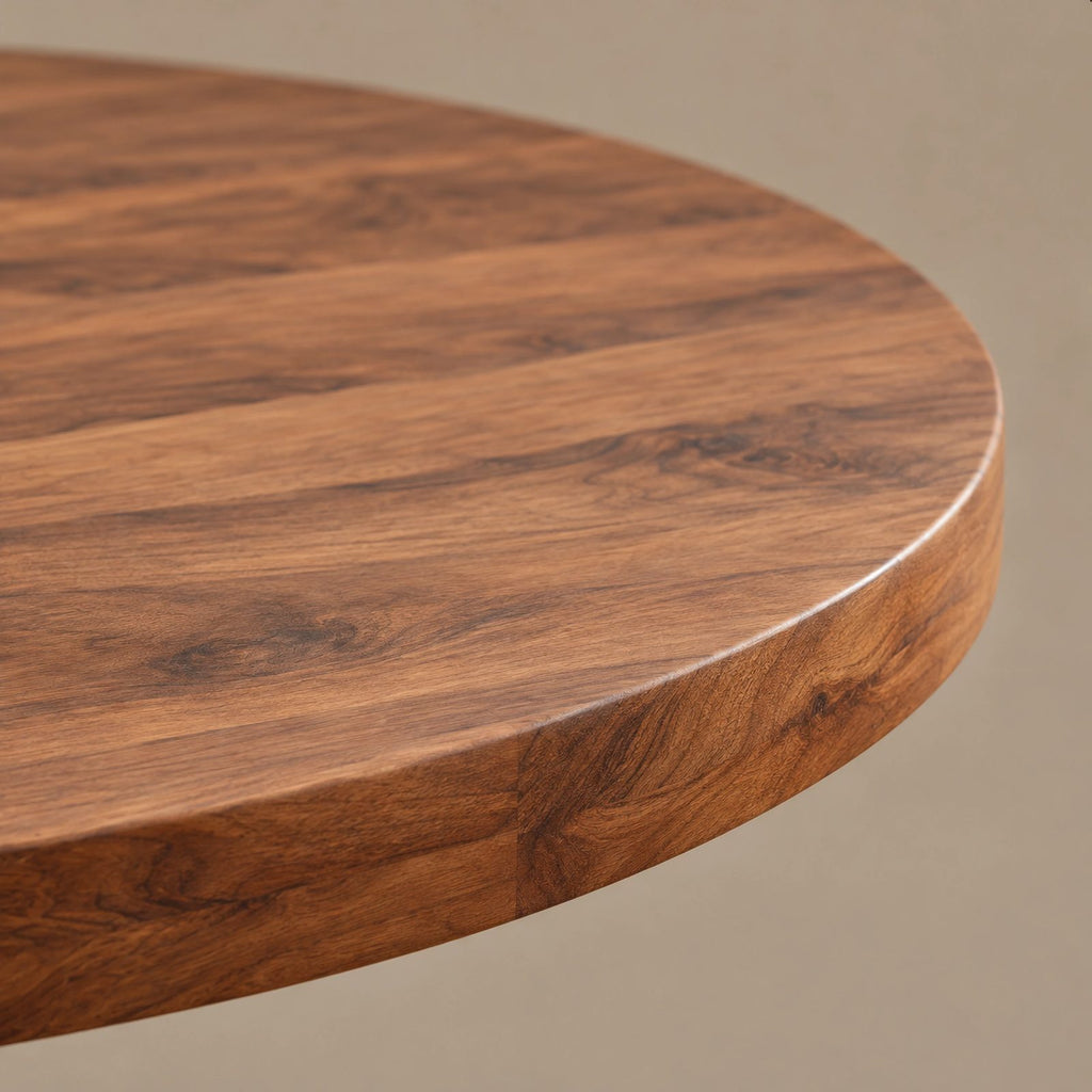 Modern Round Dining Table With Geometric Pedestal Base For Kitchen