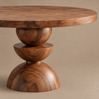 Modern Round Dining Table With Geometric Pedestal Base For Kitchen
