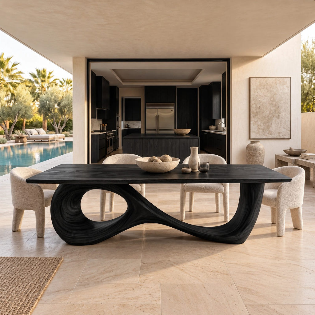 Luxury Sculptural Dining Table With Infinity Loop Base For Dining Room