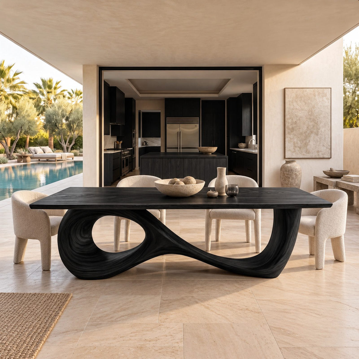 Luxury Sculptural Dining Table With Infinity Loop Base For Dining Room