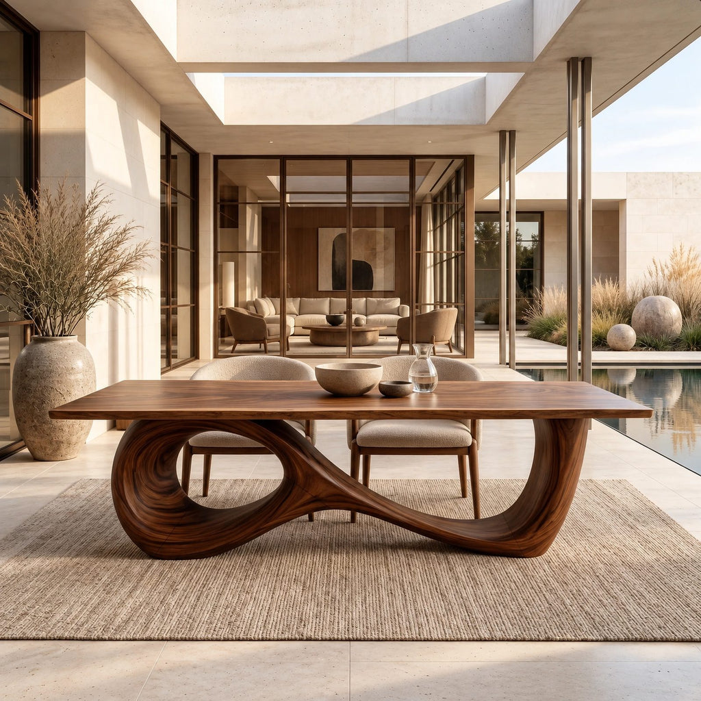 Luxury Sculptural Dining Table With Infinity Loop Base For Dining Room