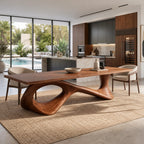 Modern Live Edge Dining Table With Flowing Curved Base For Dining Room