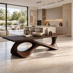 Modern Live Edge Dining Table With Flowing Curved Base For Dining Room