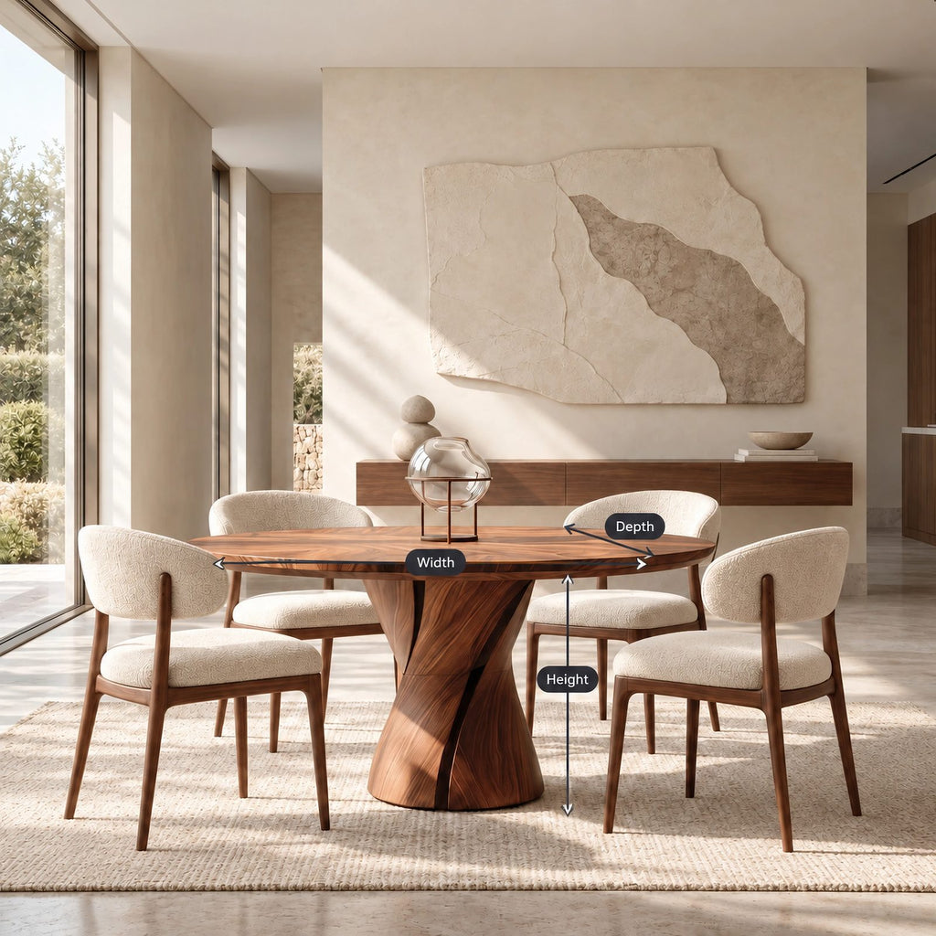 Contemporary Round Dining Table With Hourglass Twist Base For Dining Room