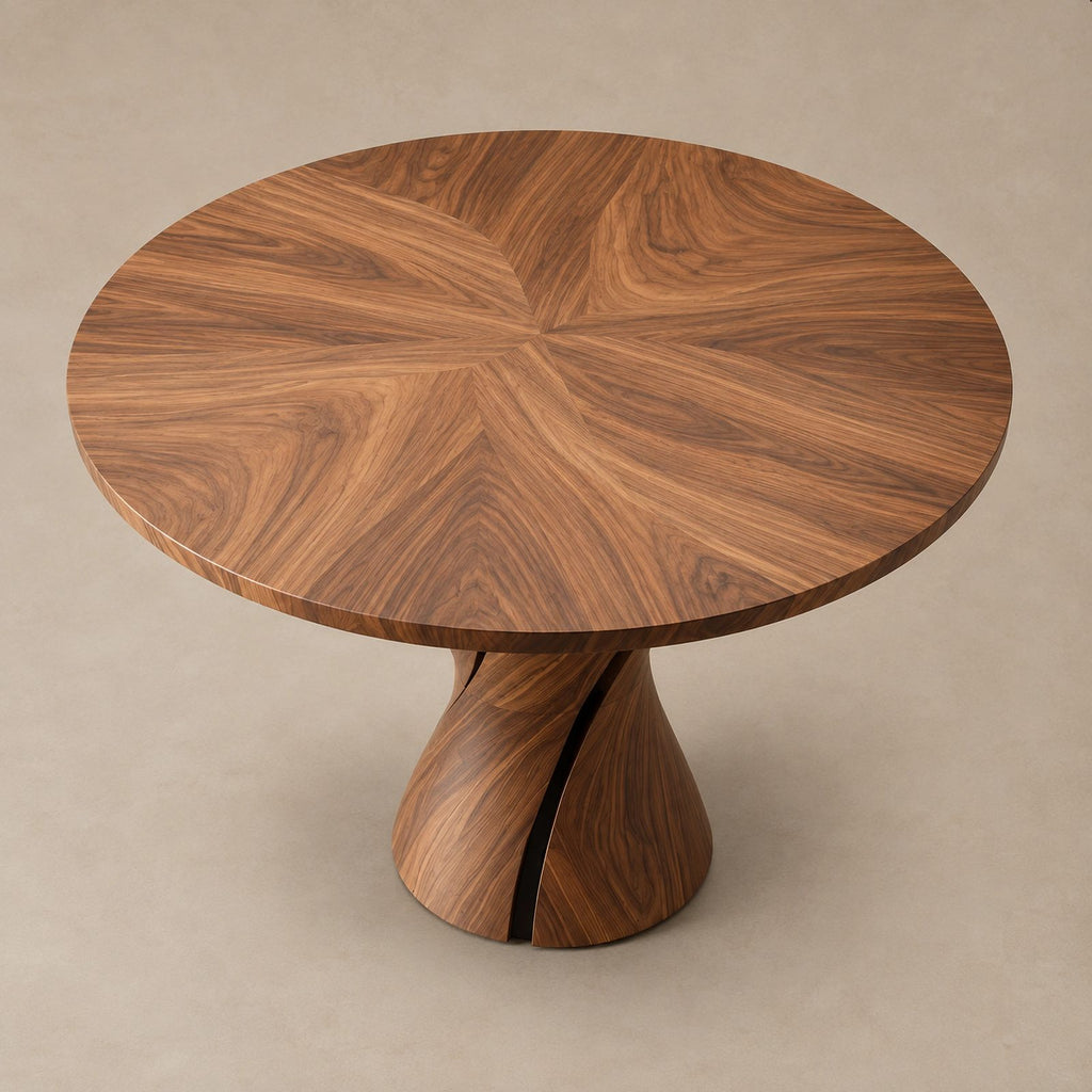 Contemporary Round Dining Table With Hourglass Twist Base For Dining Room