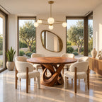 Modern Round Dining Table With Double Spiral Base For Dining Room