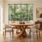 Modern Round Dining Table With Double Spiral Base For Dining Room